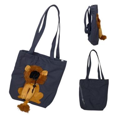 Imagem de Bolsa de Transporte para Pets Ideal Importados BSL3905 Estampa Leão Náilon Cinza 34cm