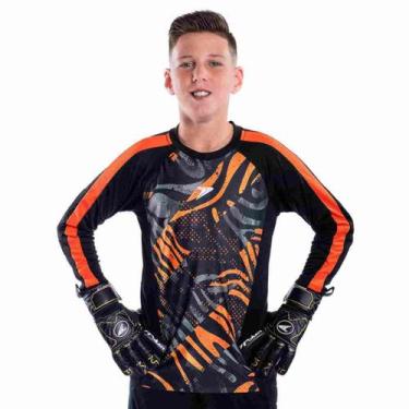 Imagem de Camisa de Goleiro Manga Longa Sublimada Defender Jr Poker Cor:Preto+La
