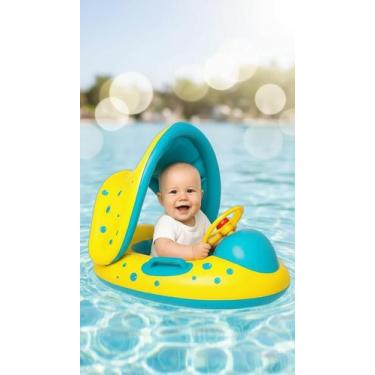 Imagem de Boia Inflável Bebê com Cobertura Carrinho 72x63cm - Congratulations St