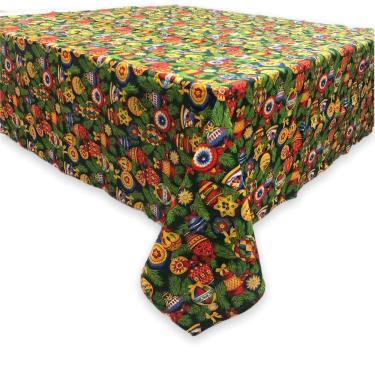 Imagem de Toalha de Mesa de Natal Estampada Quadrada em Algodão 1,40m - Modelo 4