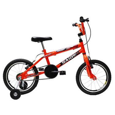 Imagem de Bicicleta Infantil Aro 16 Freios V-brake Com Rodinhas Cross Saidx (Laranja Neon)