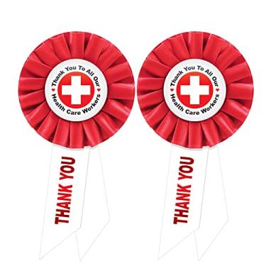 Imagem de Beistle 2 peças Thank You To All Our Health Care Workers Medical Staff Appreciation Front Responders Rosette Fitas para 4 de julho, decorações patrióticas e artigos de festa