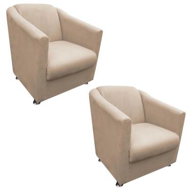 Imagem de Kit 02 Poltronas Decorativa Bia Suede Bege
