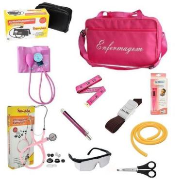Imagem de Kit De Enfermagem Rosa Premium Com Esfigmomanômetro