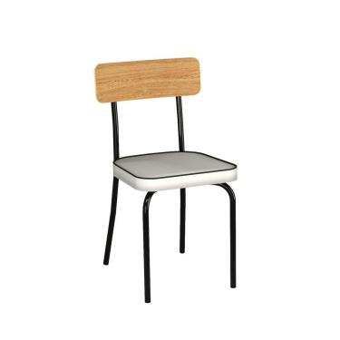 Imagem de Kit com 2 Cadeiras C-512 Brigatto Móveis Branco/Preto