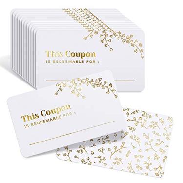 Imagem de 50 cartões de cupom em branco - para ele, ela, marido, esposa, mãe, pai, certificados de presente do dia das mães vouchers cartões de fidelidade presentes de agradecimento aos funcionários - ótimo para spas, restaurantes, salão de beleza (8,9 cm x 5 cm)