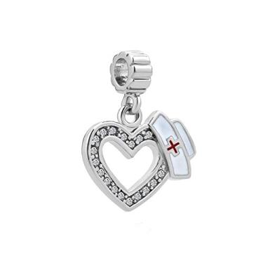 Imagem de Chili Jewelry berloques de enfermeira cruz vermelha coração amor amamentação touca pendente contas para pulseiras