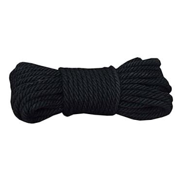 Imagem de Fendawn Strive Corda de juta de 1/4" x 70 pés Cordas de cânhamo decorativas para projetos DIY, artesanato, jardinagem, decoração de casa (preto)