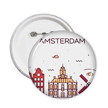Imagem de Amesterdã Ponto de referência plano Art Deco presente alfinetes modernos emblema botão decoração acessório 5 peças
