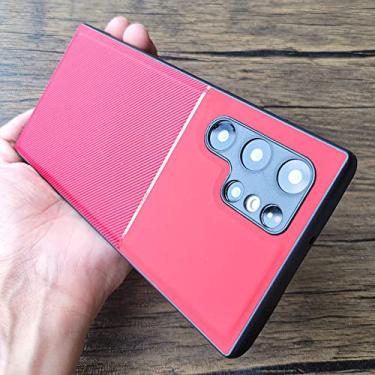 Imagem de Estojo magnético de couro com textura moiré de luxo para Samsung Galaxy S20 S21 S22 Plus Ultra FE A52 A53 A72 Capa à prova de choque, vermelho, para S20FE