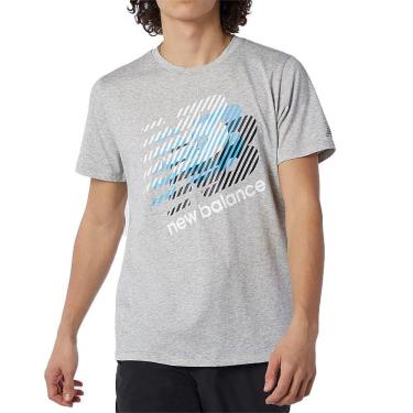 Imagem de Camiseta New Balance Heathertech Estampada Masculina Cinza E