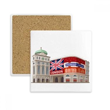 Imagem de Britain UK London Architecture Painting Quadrado Porta-copos Porta-copos Caneca Suporte de subplaca Pedra de isolamento