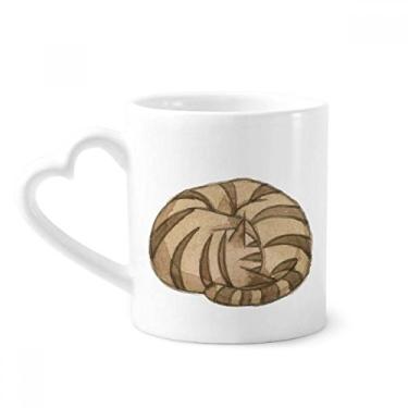 Imagem de Miaoji Caneca de cerâmica com pintura de gato dragão-li, copo de coração de vidro