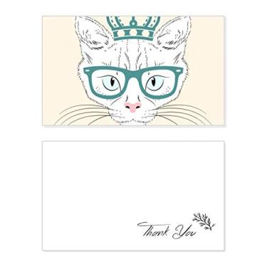 Imagem de Coroa de óculos de sol, princesa, gato branco, cartão de agradecimento, papel de aniversário, agradecimento de casamento
