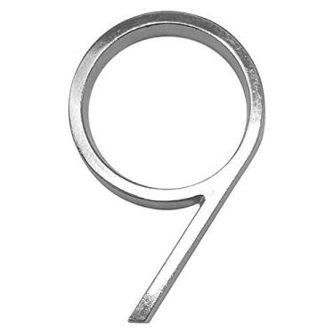 Imagem de Placa de casa flutuante 3D de 12,7 cm, placa prateada com número de porta de 0 a 9 letras do alfabeto ABC, placas de endereço para casa ao ar livre, parafusos montados, liga, antiferrugem