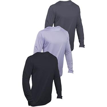 Imagem de KIT 3 Camisetas Com Proteção UV 50+ Dry Fit Segunda Pele Térmica Tecido Termodry Manga Longa - Preto, Branco, Chumbo - P