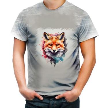 Imagem de Camiseta Desgaste Raposa Fox Ilustrada Abstrata Cromática 2 - Kasubeck