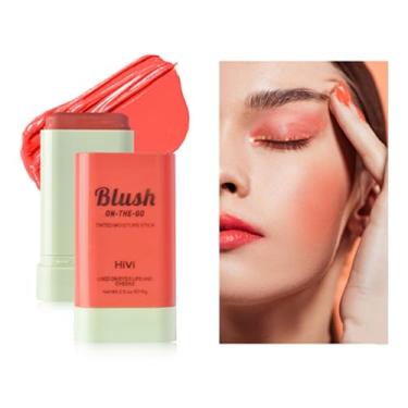 Imagem de LAMUSELAND Bastão de blush creme, blush facial natural à prova d'água multiuso, hidratante, de longa duração, pigmentado e misturável, bastão de blush de maquiagem fosco para bochechas olhos lábios (laranja coral)
