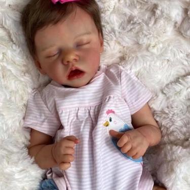 Imagem de QIYANER Bebê Reborn Menina,Bebe Reborn Realista Recem Nascido,Roupas Azul/Rosa De 17 Polegadas Realista De Silicone LaváVel Corpo Macio Realista Com Roupas De Boneca,Rosa menina