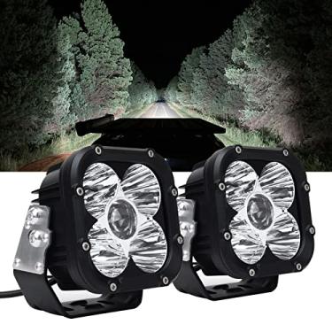 Imagem de Chelhead Luzes LED Pod Lights, 11,7 cm Quadrado Spot Beam Off Road com Laranja DRL EYE Compatível com Caminhões Barco Trator UTV ATV