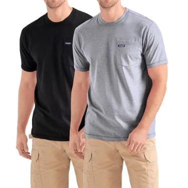 Imagem de Wrangler Camiseta grande e alta - pacote com 2 camisetas de algodão de manga curta com bolso no peito, multicor, 2X