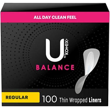 Imagem de U by Kotex Forro de calcinha Balance Daily, embrulhado, absorção de luz, comprimento regular, 100 unidades (a embalagem pode variar)
