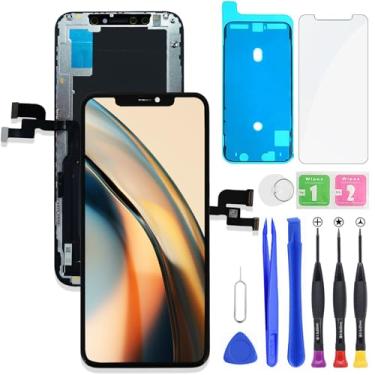 Imagem de HXAQGP Para iPhone Xs Tela LCD FHD Substituição 3D Touch Digitalizador Quadro Conjunto Completo com Kit de Ferramentas de Reparo para 5,8 polegadas A2097, A1920, A2100, A2098+Adesivo Impermeável +