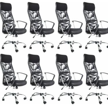 Imagem de Kit 8 Cadeira de Escritorio Presidente Comfort Preto