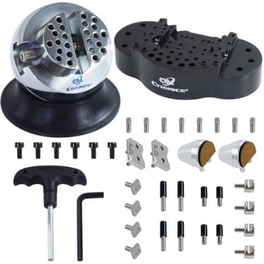 Imagem de CTISMICE Torno esférico, torno de joias de 7,6 cm com 34 grampos de placa de pino para fabricação de joias, gravação à mão, trabalho de configuração de diamante e biséis, suportes de anel de banco,