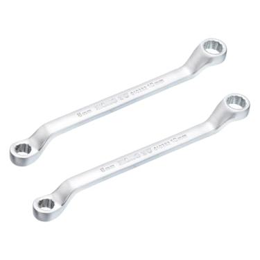 Imagem de uxcell 2 chaves inglesas de extremidade de caixa dupla offset 8 mm x 10 mm métricas 12 pontos CR-V aço cromado