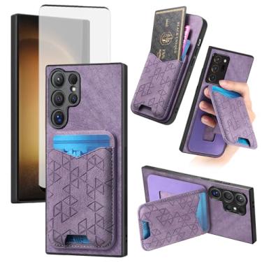 Imagem de Asuwish Capa de celular para Samsung Galaxy S23 Ultra 5G Capa carteira com protetor de tela de vidro temperado Slim porta-cartão de crédito com suporte para celular S23Ultra 23S S 23 23Ultra 6,8
