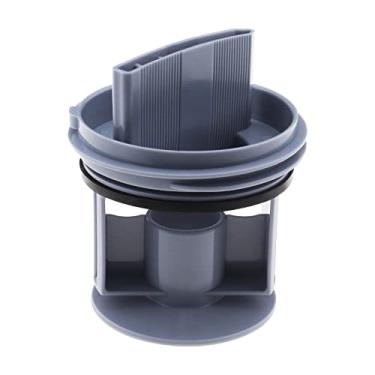 Imagem de eMagTech Tampa de vedação de saída de drenagem de bomba de drenagem de arruela compatível com Siemens compatível com máquinas de lavar Bosch bomba de drenagem filtro de penugem