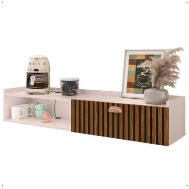 Imagem de Aparador Balcão Parede 1 Porta Puxador Concha Nicho Sala Área Café Coz