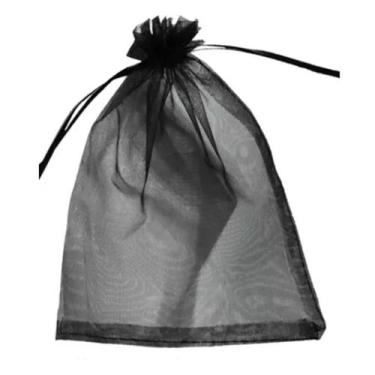 Imagem de saquinhos de organza Fita cetim preto 10x15 pacote  300 Und - OKABOX