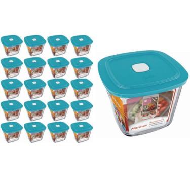 Imagem de Pote Vidro Quadrado Alto Facilita  Com Tampa 1L Marinex 20Un - NADIR F