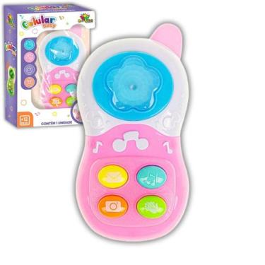 Imagem de Brinquedo Celular Baby Som Musica Luz Infantil Telefone Rosa Bebê Pres