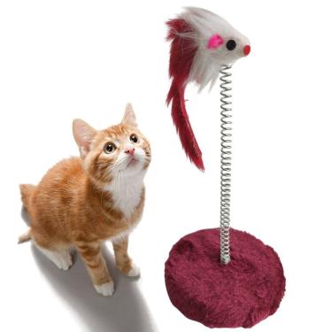 Imagem de Arranhador Gato Pet Ratinho Guizo Mola Animal de Estimaçao Felino Brinquedo Interativo  Pelucia Lazer Entretenimento Diversao