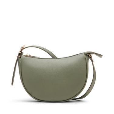 Imagem de Anne Klein Bolsa tiracolo meia lua com fivela esculpida, Oliva, Small