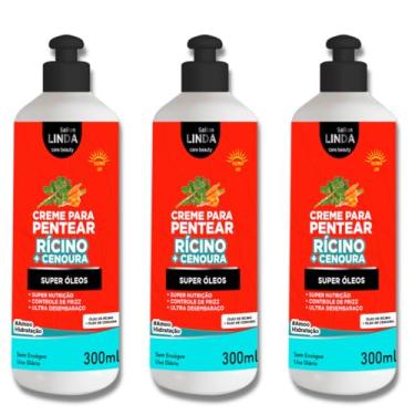 Imagem de Kit Creme Para Pentear Cenoura + Rícino - 3 Unidades Hidratação Intensa Fortalecimento e Controle do Frizz Com Filtro UV