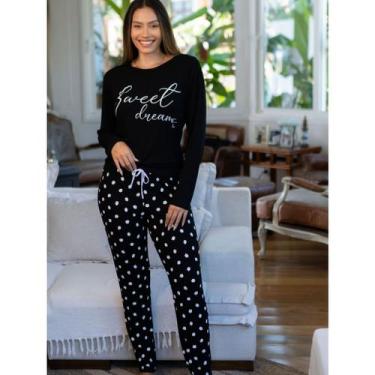 Imagem de Pijama Manga Longa Inverno Nuvem feninino - Empório do Algodão, Preto,