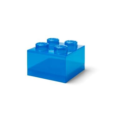 Imagem de LEGO Storage Brick 4 puxadores azul translúcido – Caixa de armazenamento de plástico empilhável com tampa para crianças e adultos, organizador de mesa e caixa de brinquedos