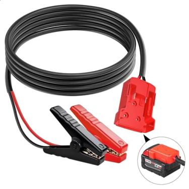 Imagem de Kit de braçadeiras de cabo jumper, cabo de arranque automotivo, cabos de 6,56 pés 8 AWG, linha de ferramentas elétricas compatível com bateria Milwaukee M18 18V para partida de carro usando ferramenta
