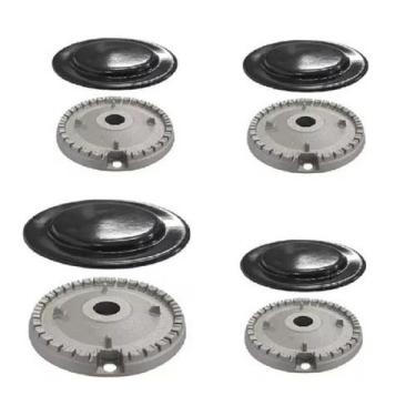 Imagem de Kit C/ 4 Queimadores 4 Tampinhas P/ Fogao Brastemp Bfs4nabun