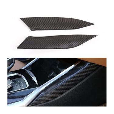 Imagem de 2 peças de acabamento do painel de mudança inferior do console central do carro em ambos os lados, acabamento em fibra de carbono preta real para bmw série 3 g20 g28 m3 g80 m4 g82 2023 2024 2025 acess