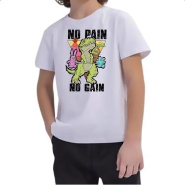 Imagem de Camiseta Infantil Dinossauro No Pain No Gain - Alearts, 2