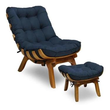 Imagem de Poltrona Decorativa Mais Puff Costela Base De Madeira Belo Tok - Suede