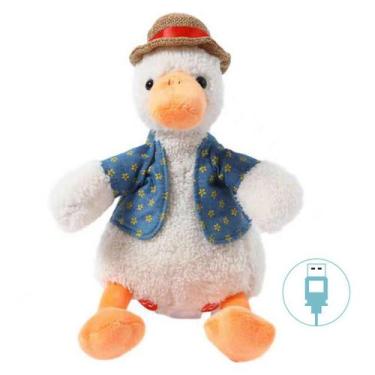 Imagem de Bicho de Pelúcia Elétrico Falante - Patinho com Carregamento USB