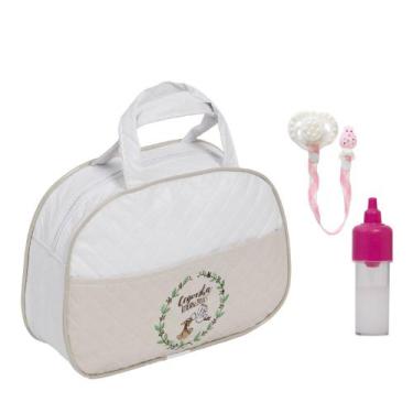 Imagem de Bolsa Maternidade Bege c Mamadeira+Chupeta p Boneca Reborn - Saída Mat