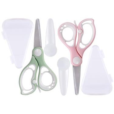 Imagem de Tesouras de comida para bebês - Tesouras de cozinha fofas portáteis com capa contra poeira e estojo de viagem de armazenamento - Ideal para cortar carne, frango, legumes, frutas