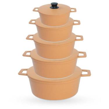 Imagem de Jogo de Panelas 5 Peças De Alumínio Fundido Com Tampa De Alumínio - Co